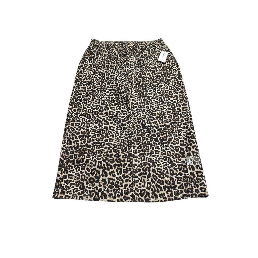 Liz Claiborne Leopard Print Midi Skirt Size 10 Neutral Animal Pattern